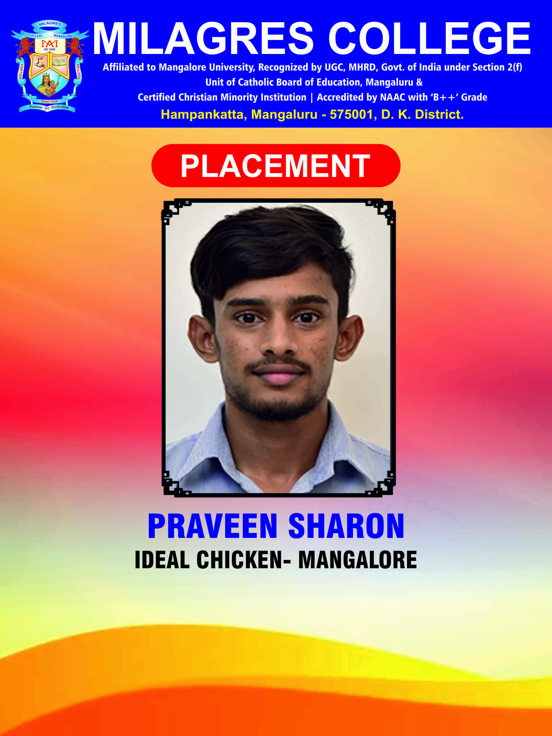 Successfully placed student